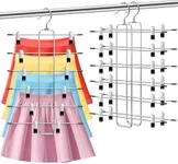 2 Pack Closet-Organizers-and-Storage,6 Tier Mens-Shorts Pants-Hangers-Space-Saving,Skirt-Hangers with Clips for Closet Organizer,College-Dorm-Room-Essentials,Closet Storage Jean Yoga Legging Hanger