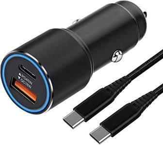 63W Chargeur Voiture USB C (45W PD& Quick Charge 3.0 18W) et Cable pour Samsung Galaxy S23 S22 S21 S24 Plus Ultra S20 FE,A54 5G A53 A52 A52S A34 A33 A23 A25 A55 A14,Rapide Allume Cigare,Double Ports
