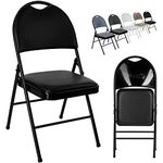 Nyxi Folding Chairs Premium Quality with Padded Fabric or PVC Seats, Metal Frame, Foldable Chair Home Office Dinning, Heavy Duty, Multi-Purpose Indoor & Outdoor (Black PVC, 1 X Chair)