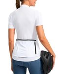 Women's Cycling Jersey Short Sleeve Bike Shirts Full Zipper Bicycle Biking Tops with Pockets Road Mountain Riding, White, Small