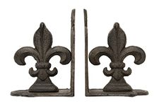 Creative Co-Op Decorative Metal Fleur de Lis Bookends, Brown, Set of 2