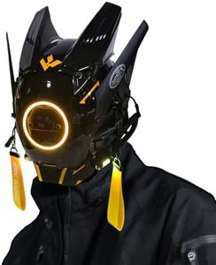 QAONIE Punk Mask Helmet for Adults, Halloween Cosplay LED Mask, Party Gift, Men's and Women's Costume Masks (yellow)