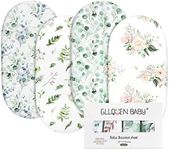 Gllquen Baby Bassinet Sheets 4 Pack, Breathable Cozy Fitted Mattress Sheet, Elastic Travel Crib Fashionable Floral Pattern, Standard Cradle Safe Sheets for Baby Boy Girls 32"X16"(Greenery)