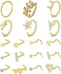 TOKRING 18G Nose Rings Hoops Nose Rings Studs for Nose Piercings Surgical Steel Nose Piercing jewelry for Women Men, Metal, cubic-zirconia