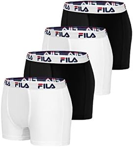 FILA Boxer Uomo Cotone, anti-irritazione, traspirante, set di 4, Bianco, Nero, Taglie XXL