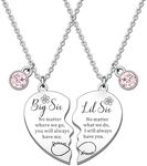 HULALA Big Sis Little Sis Matching Heart Necklace Gifts For Big Sister Little Sister Birthday Christmas From Sister