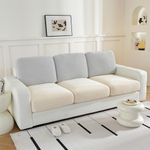 WEYOND Couch Cushion Covers Individual Large Super Stretch Chenille (Thicker and Softer) Sofa Cushion Covers, Couch Seat Covers Couch Slipcovers Furniture Protector (3PC, Beige)