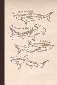 Shark Notebook: Vintage Style Shark Notebook - Blank Lined College Ruled