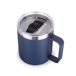 Volhoply 14oz Insulated Stainless Steel Coffee Mug with Leakproof Lid,Double Wall Vacuum Travel Coffe Cup with Handle,Reusable Metal Thermos Tumbler,Camping Mugs Keep Hot&Cold,Christmas Gifts(Navy,1)