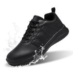 ENLEN&BENNA Non Slip Work Shoes for Men Waterproof Slip Resistant Food Service Restaurant Kitchen Chef Shoes Lightweight Comfort Walking Sneaker Casual Shoe Black Size 9