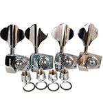 KAYNES Bass Tuners 1:26 Ratio Open Gear Tuning Key Pegs Guitar Machine Head Tuners for Jazz or Precision Electric Bass Instruments Chrome Silver (4 for Right)