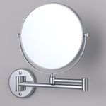 JPS Brass Dual Side Round Mirror for Bathroom 360° Swivel with Magnifying View | Magnifying Shaving Makeup Mirror Wall Mounted | (Chrome)