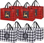 YANGTE 8 Pack Extra Large Christmas Bags Christmas Tote Bags with Handle, Non-Woven Christmas Bags for Gifts Wrapping Xmas Holiday,16.9" × 12.6" × 6.8"