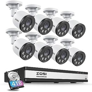 ZOSI 4K 16CH PoE Security Camera System with Audio, Night Vision, Smart Human Detection, Motion Alerts, 8pcs Outdoor Indoor PoE Wired Cameras, 16 Channel 4K 8MP NVR with 4TB HDD for 24/7 Recording