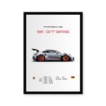 CodersParadise Porsche GT3RS Wall Poster Frames | 8x12 inch (A4 Size) | Hanging Wall Artwork Frames For Home Bedroom, Living Room and Walls Aesthetics | Framed Artworks