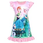 Z Fashion Elsa Princess Girls Nightgowns Girls Pajamas Nightdress Nightie for Toddler Girls, 6-7Years