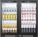 BODEGACOOLER Back Bar Cooler With 2 Glass Doors,7.4 Cu.Ft Commercial Beverage Refrigerator,Display Fridge, Counter Height Bar Fridge with LED Lighting for Beverages Beers Soda Wine Drinks