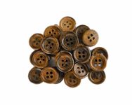 Ekta Enterprise Natural Coffee Brown Wooden Button Dia. 15 mm 4 Holed Buttons for Designer Collection of Ethnic Ware, Sewing, DIY Art and Craft (Pack of 20) (Small (15mm- 0.59 Inch), Coffee Brown)