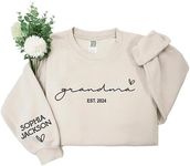 Personalized Embroidered Grandma Sweatshirt with Kids Name on Sleeve, Grandma Est Embroidered Hoodie, Minimalist Grandma Sweater, Gifts for Grandma, Pregnacy Reveal Gifts