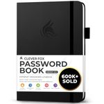 Clever Fox Password Book with Alphabetical Tabs – Hardcover Address Keeper Log – Medium Journal for Seniors, Home Office Gifts (Black)