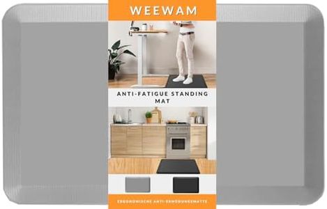Weewam Tapis de Sol à Mémoire de Forme Anti-Fatigue Confortable | Tapis idéal pour Cuisine Bureau Debout et Buanderie | Durable, Résistant aux Taches et Fond Antidérapant | 51 x 81cm/19 mm (Gris)