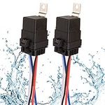 Gebildet 2pcs 12V DC 40/30 Amp Waterproof Relay Switch Harness Set - 4-Pin SPST Automotive Relays 14 AWG Hot Wires