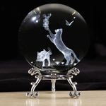 Winnsell Cat Gifts for Women, 6cm Crystal 3D Ball with Stand Cat Figurine Ball, Home Art Decor Crafts Ornament Gifts for Cat Lovers Memorial Gift for Special People