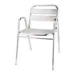 Bolero Aluminium Stacking Chairs Silver Arched Arms Outdoors 780X600X495mm 4pc