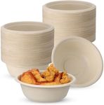 100Pcs Strong Disposable Paper Bowls,16oz Disposable Sugarcane Bagasse Bowls Brown Rigid Compostable Bowls,Plastic Bowls for Party,Soup,Dessert Bowl,Sturdy Paper Bowls