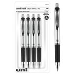 uni-ball 207 Impact Retractable Gel Pens, Bold Point (1.0mm), Black, 4 Count