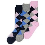 POLO RALPH LAUREN Men's Argyle Dress Crew Socks-3 Pair Pack-Soft and Lightweight Cotton Comfort, Pink Assorted, 6-12.5