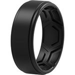 ThunderFit Silicone Rings for Men - 1 Ring Breathable Patterned Design Sleek Step Edge (1 Ring - Black, 8.5-9 (18.9mm))