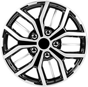 Pilot Automotive WH142-16S-B 16 Inch Super Sport Black & Silver Universal Hubcap Wheel Covers for Cars - Set of 4 - Fits Most Cars