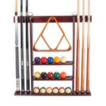 GSE Games & Sports Expert 6 Billiard Pool Cue Stick Hanging Wall Mounting Rack (3 Colors Available) (Mahogany)