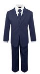 Luca Gabriel Toddler Boys' 5 Piece Classic Fit No Tail Formal Navy Blue Dress Suit Set with Tie and Vest - 18-24 Months