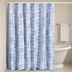 JEMIDI Shower Curtain, Blue - Waterproof & Machine Washable Bathroom Curtains For Shower and Bathtub - Stylish Pattern with Stainless Steel Eyelets - Includes 12 Plastic Hooks