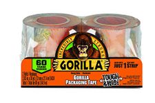 Gorilla Heavy Duty Packing Tape 2 Roll Value Pack for Moving, Shipping and Storage, Moisture & Temperature Resistant, 2.83 in x 30 yd, Clear, (Pack of 2), 6130402 , Orange