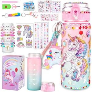 Sanilinwild Gifts for Girls Age 4-12-Decorate Your Own Water Bottle - DIY Friendship Bracelet,Christmas/Easter/Birthday Gift Ideas,Fun Arts and Crafts Gifts Toys for Girls((Pink Unicorn)
