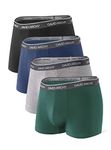 DAVID ARCHY Men's 4 Pack Breathable Bamboo Rayon Trunks（M, Black+Navy Blue+Olive Green+Gray）