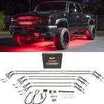 LEDGlow 6pc Red Truck Slimline LED Underbody Underglow Accent Neon Lighting Kit - Solid Color Illumination - Water Resistant, Low Profile Tubes - Included Power Switch Turns Lights On & Off