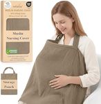 Infancie Premium 100% Organic Cotton Muslin Nursing Cover 43 x 28 Inches – Breathable, Lightweight & Privacy Wrap for Mothers Multi-Use Muslin Nursing Covers For Breastfeeding for Home & Travel, Beige