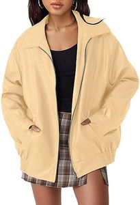 AUTOMET Women's Oversized Faux Leather Jacket Boyfriend Biker Moto Coat Lightweight Fall Bomber Outerwear Khaki L