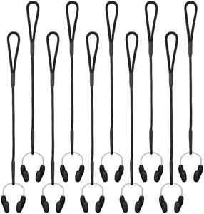 Hiboom 10 Pieces Silicone Swimming Nose Plugs with Strap Swimming Nose Clips Training Swimmer Protector with Steel for Adults Using (Black)