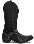 Jazamé Cowboy Boots for Men Tall Snake Print Belt & Chain Block Heel Western Boot Calf High Classic Round Toe