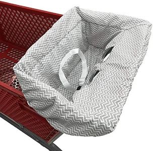 Portable Shopping Cart Cover | High Chair and Grocery Cart Covers for Babies, Kids, Infants & Toddlers ✮ Includes Free Carry Bag ✮ (Simple Gray Chevron)