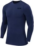 TCA Men and Boys' Long Sleeve Compression Shirt Men, Athletic Workout Men Sports Undershirt Base Layer Top - Dark Blue, M Mens (37-40" Chest)