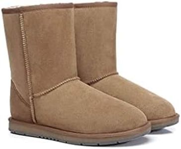 UGG Classic Short Boots Women Mens Uggs Premium Twinface Sheepskin Water Resistant Snow Boot Chestnut US Women 12