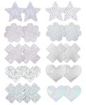 Tripetals 10 Paris Glitters Pasties Pack Rave Party Pasties Sticky Nipple Covers Stickers White Disposable Breast Petals - Silver