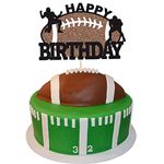 Gyufise 1Pc Football Cake Topper Rugby Ball Happy Birthday Cake Decorations for Bowl Party Decor Touchdown Sport Themed Game Day Party Supplies Decorations