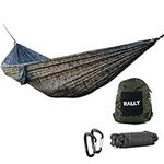 RALLT Ultralight Premium Camping Hammock, Carabiners, & 20 ft. of Rope - Durable Ripstop Parachute Nylon Hammock for Camping & Hiking, Portable Hammock, Two Person Capacity (Digital Camo, Single Set)